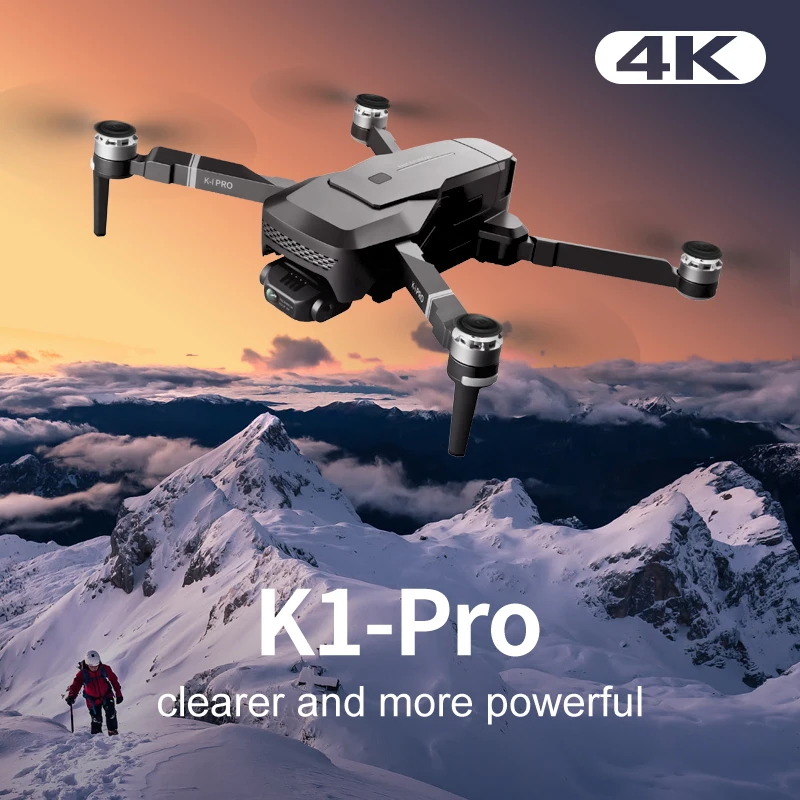 طائرات بدون طيار K1 PRO بدون فرش مع كاميرا عالية الدقة و g2 محور ، 1 ps مسافة ، كاميرا تدفق بصري ، كوادكوبتر