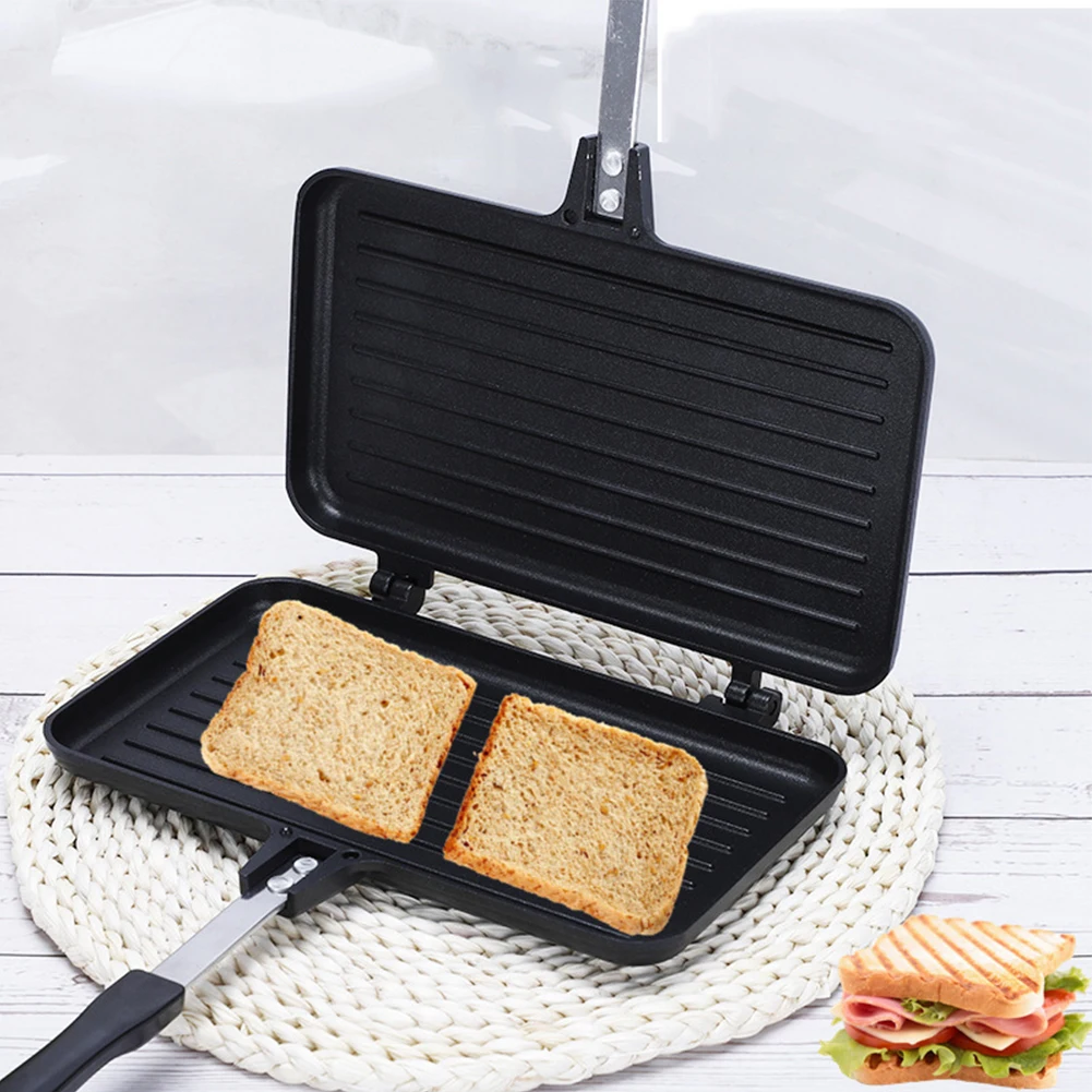 

Gas Non-Stick Sandwich Maker Iron Bread Toast Frying Pan Pancake Baking Barbecue Oven Mold Portable Durable Bakeware Frying Pan