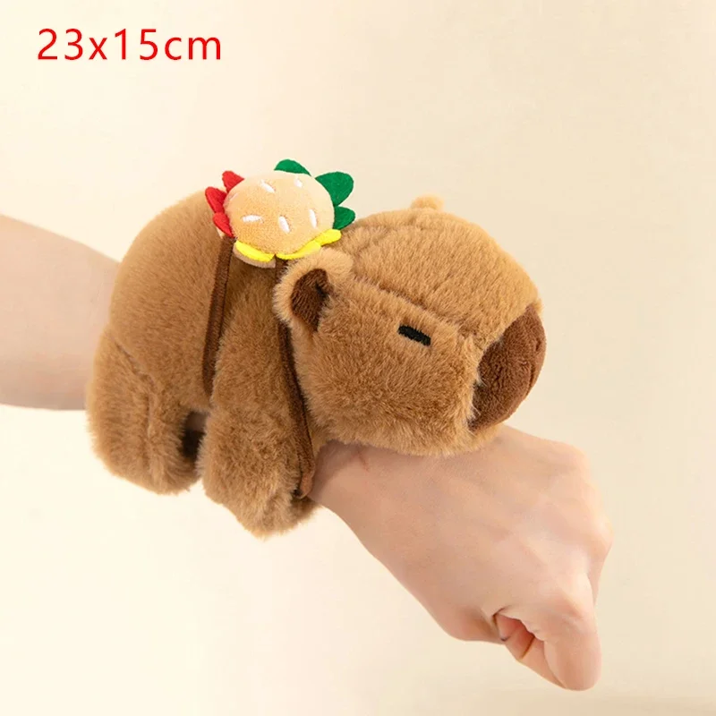 Lovely Capybara Animal Slap Snap Wrap Wristband Bracelet Plush Stuffed Animal Kawaii Capybara Hand Ring Wristband Kid Funny Toys