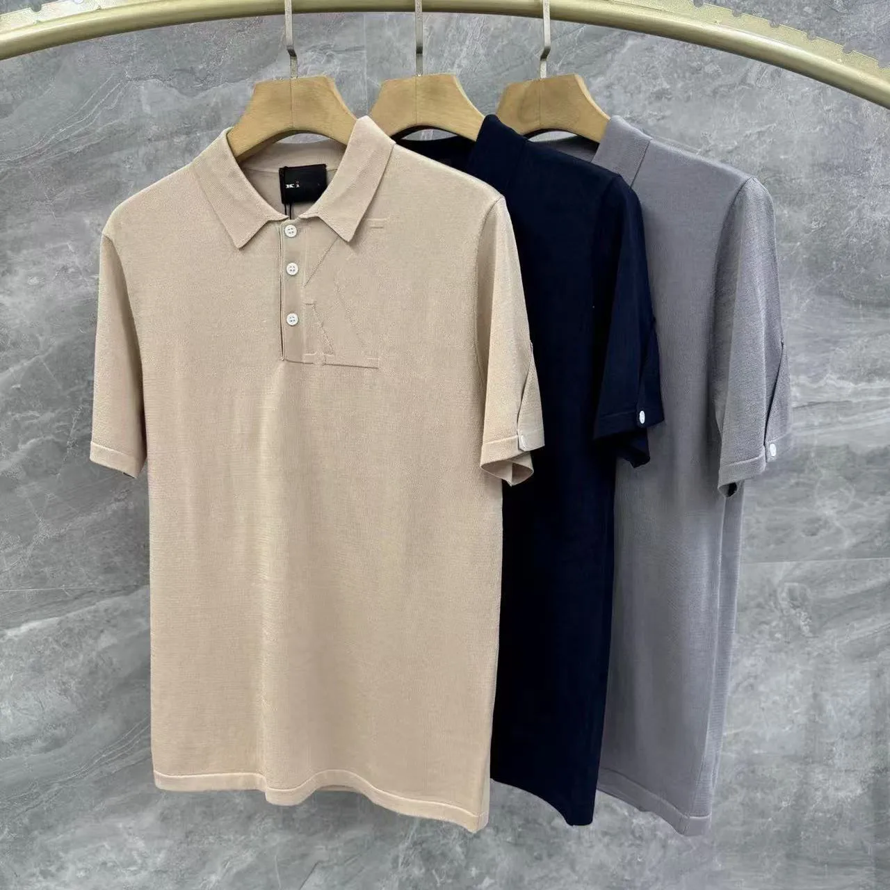 

Italian Kiton summer new fashion embroidery old money style men's knitted short-sleeved lapel polo shirt
