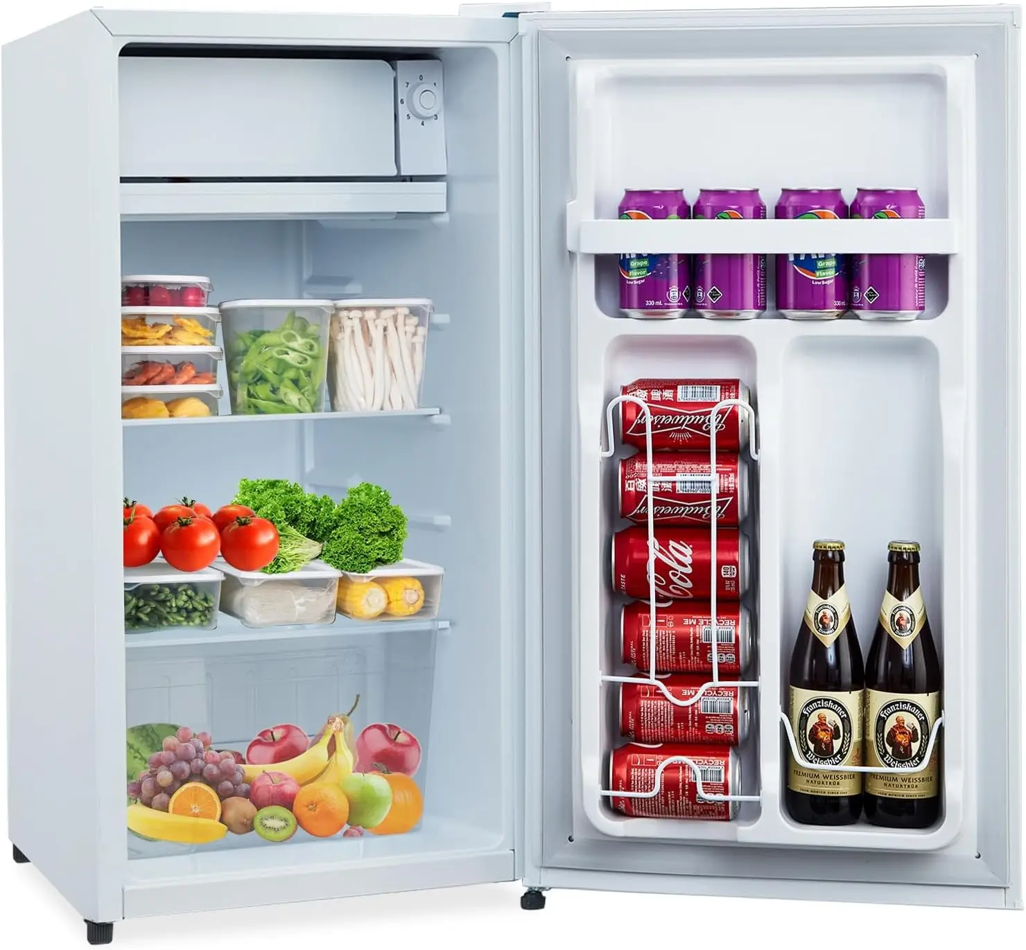 Small Refrigerator With Freezer, 3.2 Cu.Ft.Refrigerator, Adjustable Thermostat Control, Mini Fridge Or Bedroom, Apartment,Office