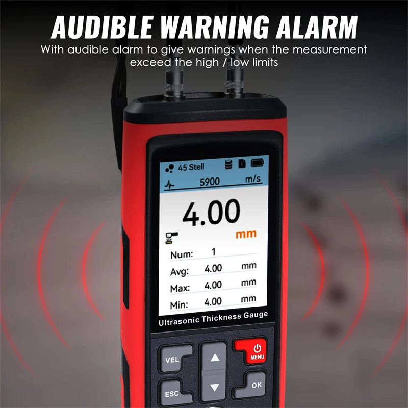1500 Data Ultrasonic Thickness Gauge 1.0-300mm ±0.5% Accuracy with PC Software for Pipe Tank Weld Measurement
