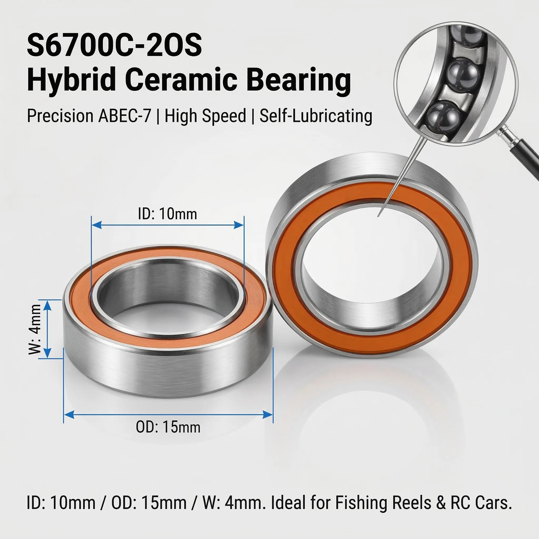 10pc Thin Walled Ceramic Bearing 10x15x4 S61700 S6700 2RS Stainless Steel Hybrid Ceramic Ball Bearing 10*15*4 S6700C S61700C 2OS