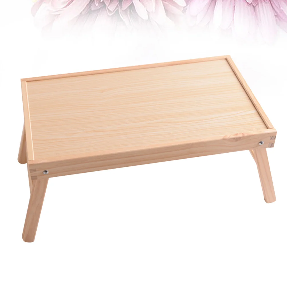 

1Pcs Portable Wood Tea Tray Foldable Bed Desk Laptop Table Sturdy Serving Tray for Breakfast Study Outdoor Picnic Use