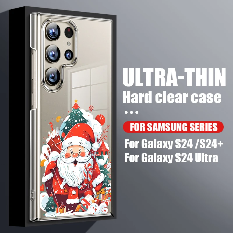 크리스마스 트리 폰 케이스 삼성 갤럭시 S25 엣지 S24 S22 울트라 플러스 S23 S21 FE A56 A16 A55 A36 A26 A15 5G 투명 하드 커버