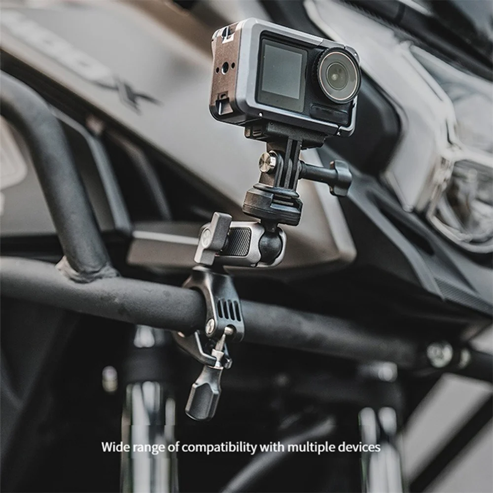 Soporte giratorio ajustable para manillar de bicicleta, accesorio de aluminio de doble cabeza para DJI OSMO/Insta360, cámara deportiva/piezas de teléfono inteligente, 1 piezas