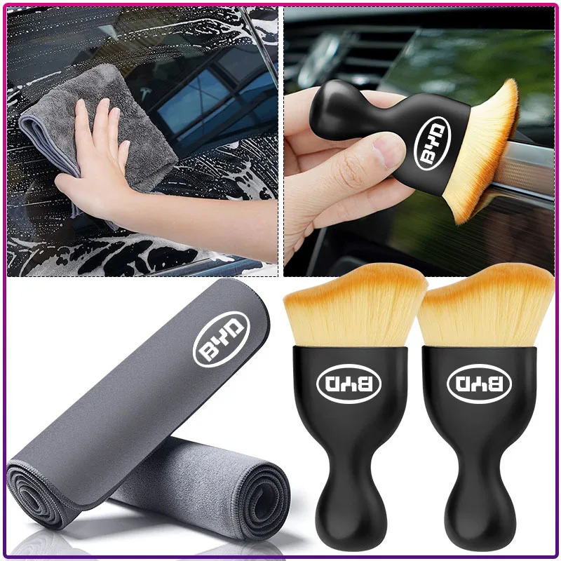 Car Towels Cleaning Drying Cloth with Car Cleaning brush Car Tools For BYD F3 I3 F0 F6 S6 S8 E5 E6 G3 G6 L3 S7 M6 Tang ﻿