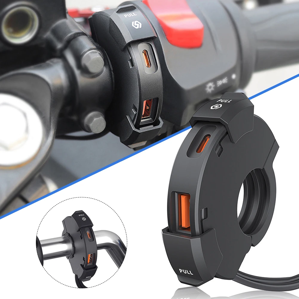 Waterproof PD 30W Motorcycle Handlebar USB Charger QC3.0 Type C Moto Adapter Power Supply Socket For Moto Phone Charger 12V 24V