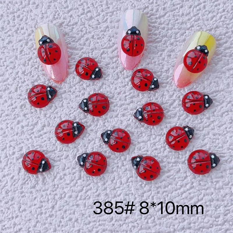 10pcs 3D Kawaii Insect Resin Nail Art Charms Fashion Colorful Coccinellidae Nail Decoration Rhinestones DIY Manicure Accessories