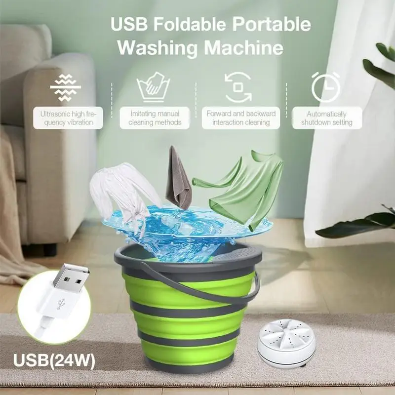 

Foldable Bucket Washer Washer Machine Bucket Portable Personal Clothes Washer Ultrasonic Turbine Washer For Socks Underwear