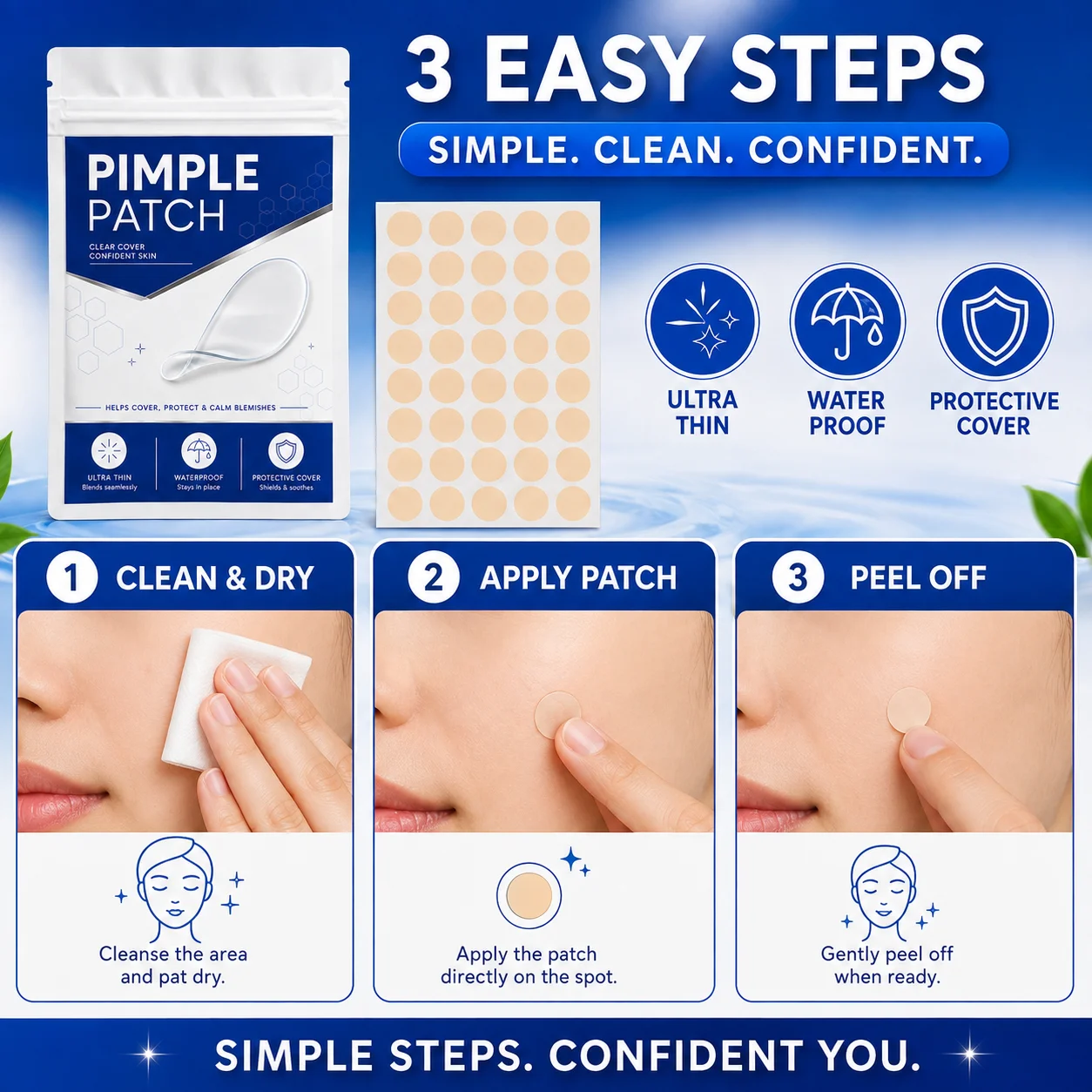 400/400Pcs Nude & Clear Hydrocolloid Face Patches, Small Size Invisible Blemish Cover Stickers, Waterproof, Day & Night Use