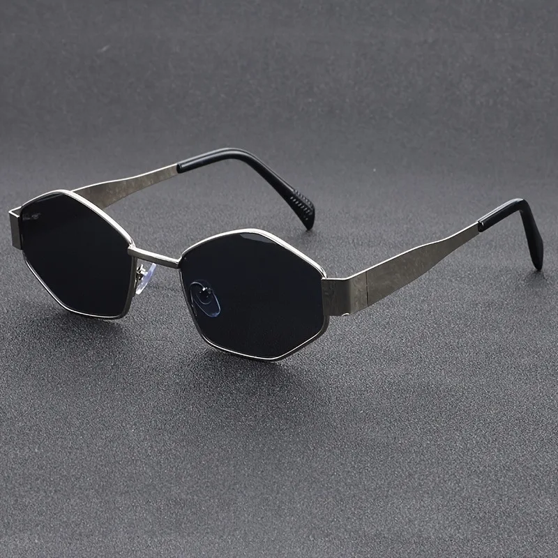 Neue modische Retro-Metall-Polygonbrillen für Damen und Herren, hochwertig, personalisierte Brillen, alltagstauglich, vielseitig.