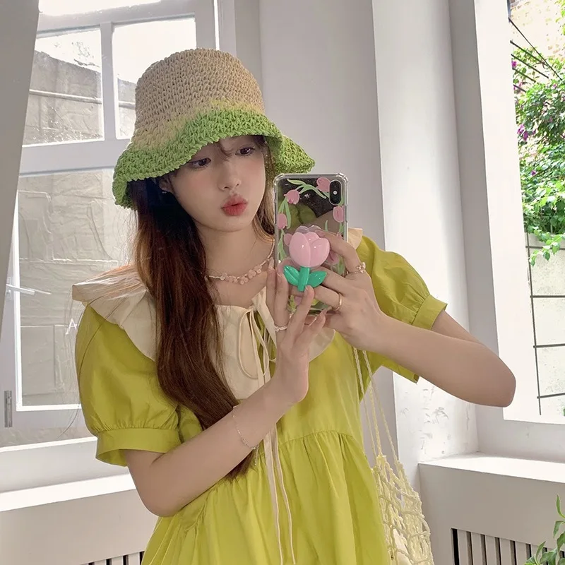 Фиолетовая шляпа для девочек в летнем путешествии, солнцезащитный козырек, пляжная рыбацкая шляпа, цветная шляпа для умывальника