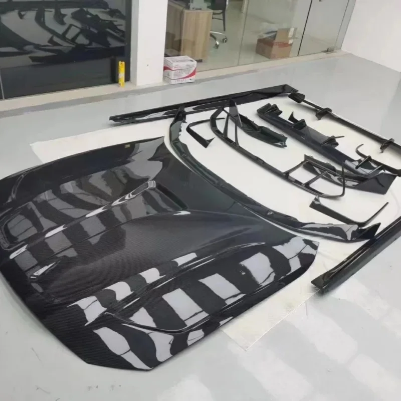 for BMW M3 M4 G80 G82 Upgrade Kit PK Style Dry Carbon Fiber Front Lip Side Skirt Diffuser Rear Spoiler Engine Hood