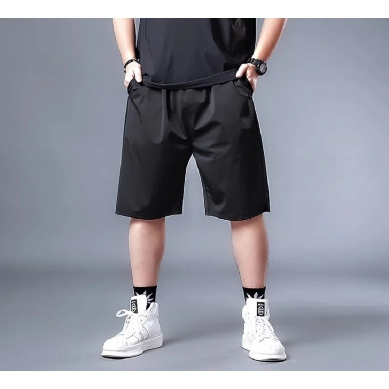 

Большие прямые дышащие спортивные шорты для мужчин летом, эластичные повседневные брюки из ледяного шелка, модный бренд Instagram Cool Five