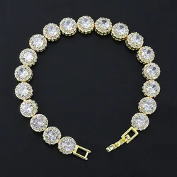 Luxury Bracelet For Women Sparkling Shiny Round Zircon White High Grade Temperament Bracelets Wedding Jewelry Bride's Gifts H049