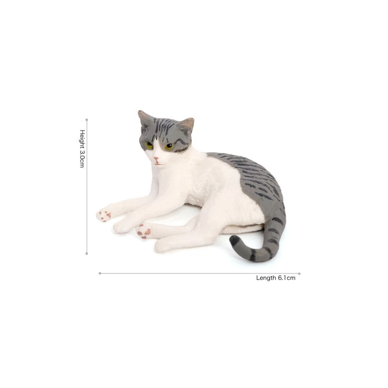 Bionic Pet Cat Ornament Gray and White Kitten Model Desk Cats Decoration Craft