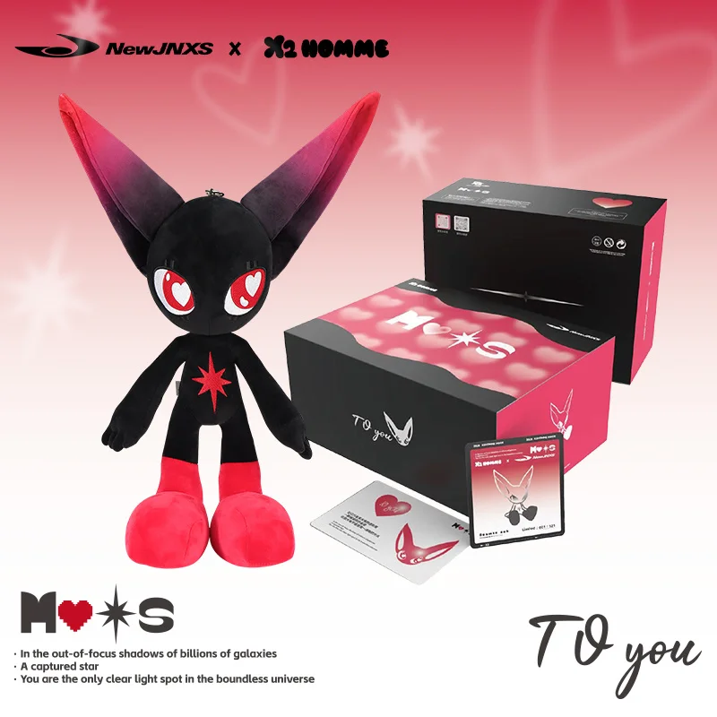

X2homme Collab с Newjnxs Moos, черная, красная плюшевая кукла-компаньон, игрушка на День святого Валентина, ограниченная серия, фигурка