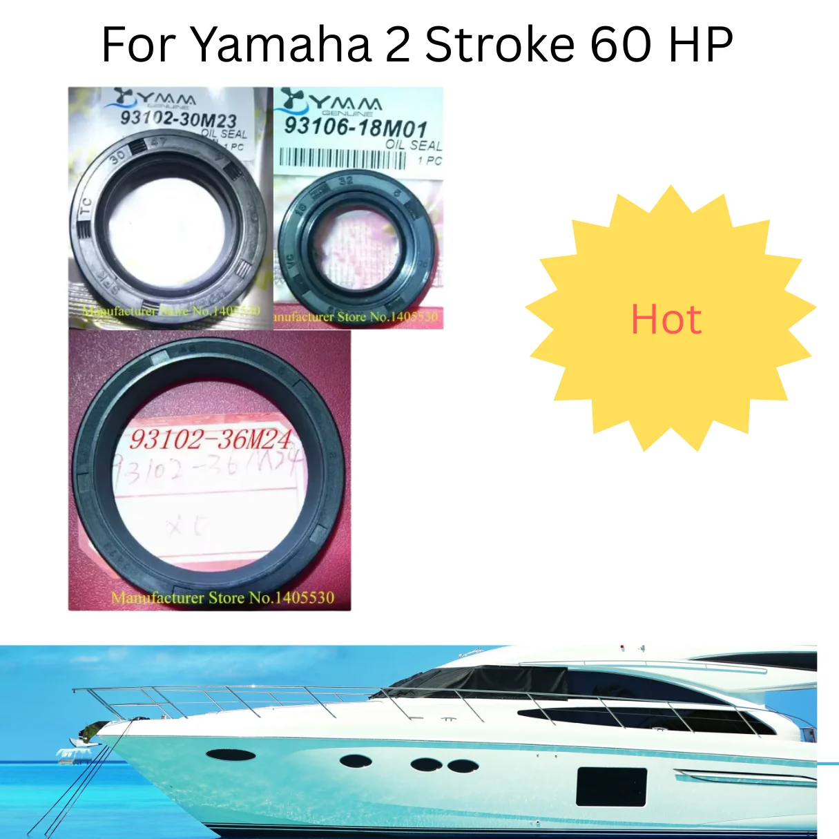 Marine Outboard Motor Crankshaft Oil Seal, Engine Accessory Part For Yamaha 2 Stroke 60HP New Model Boat Engine