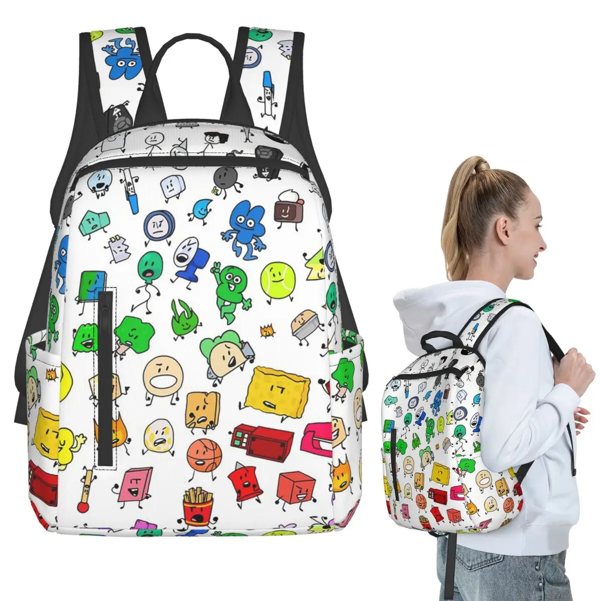 

BFDI рюкзак с всеми персонажами, студенческая сумка для книг для мальчиков и девочек, детская школьная сумка, компьютерные сумки на плечо для мужчин и женщин