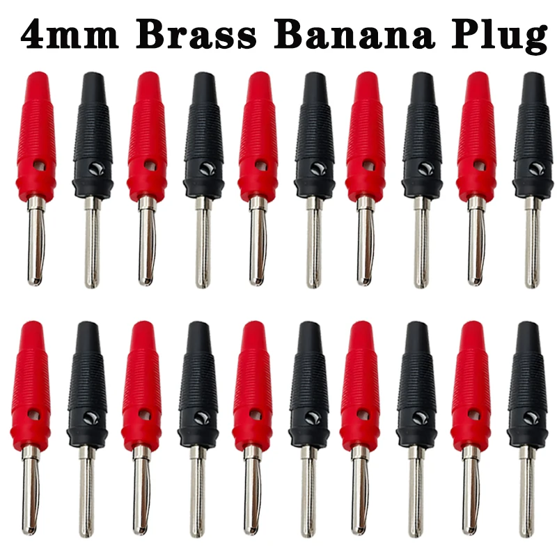 20Pcs 4mm Male Brass Side Stackable Screw Type Banana Plug Test Probe Connector High Current Insulated Shrouded