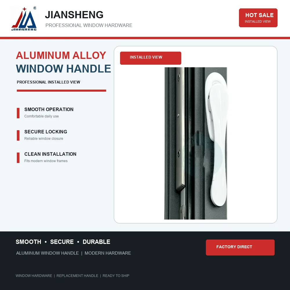 Zinc Alloy Casement Window Handle, Flat Square Spindle Lever, Replacement Hardware for Aluminum Doors and Windows, Black/White