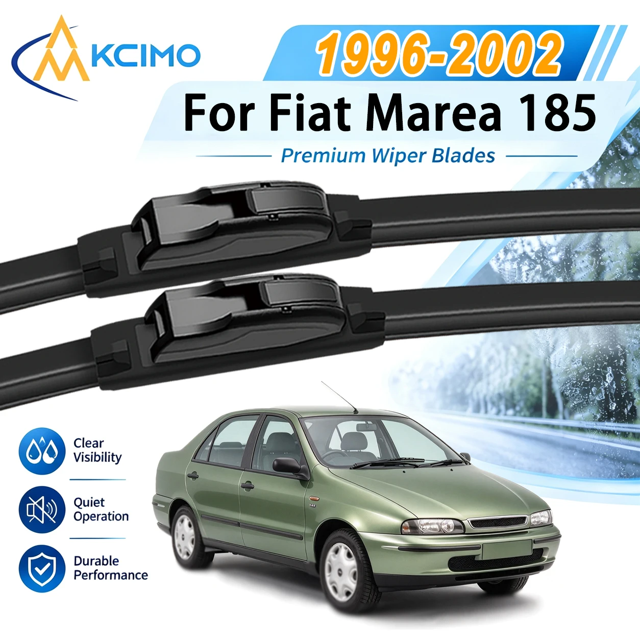 Fast Install Front Wiper Blades For Fiat Marea 185 1996-2002 Tool Free, Silent Scratch Free No Noise Smooth Clean Long Lasting