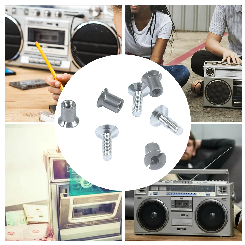 24 قطعة مجموعة مسامير الأجهزة الفولاذ المقاوم للصدأ مسامير معدنية السحابات عدة عالمية لشريط بكرة 10.5 بوصة 1/4 بوصة