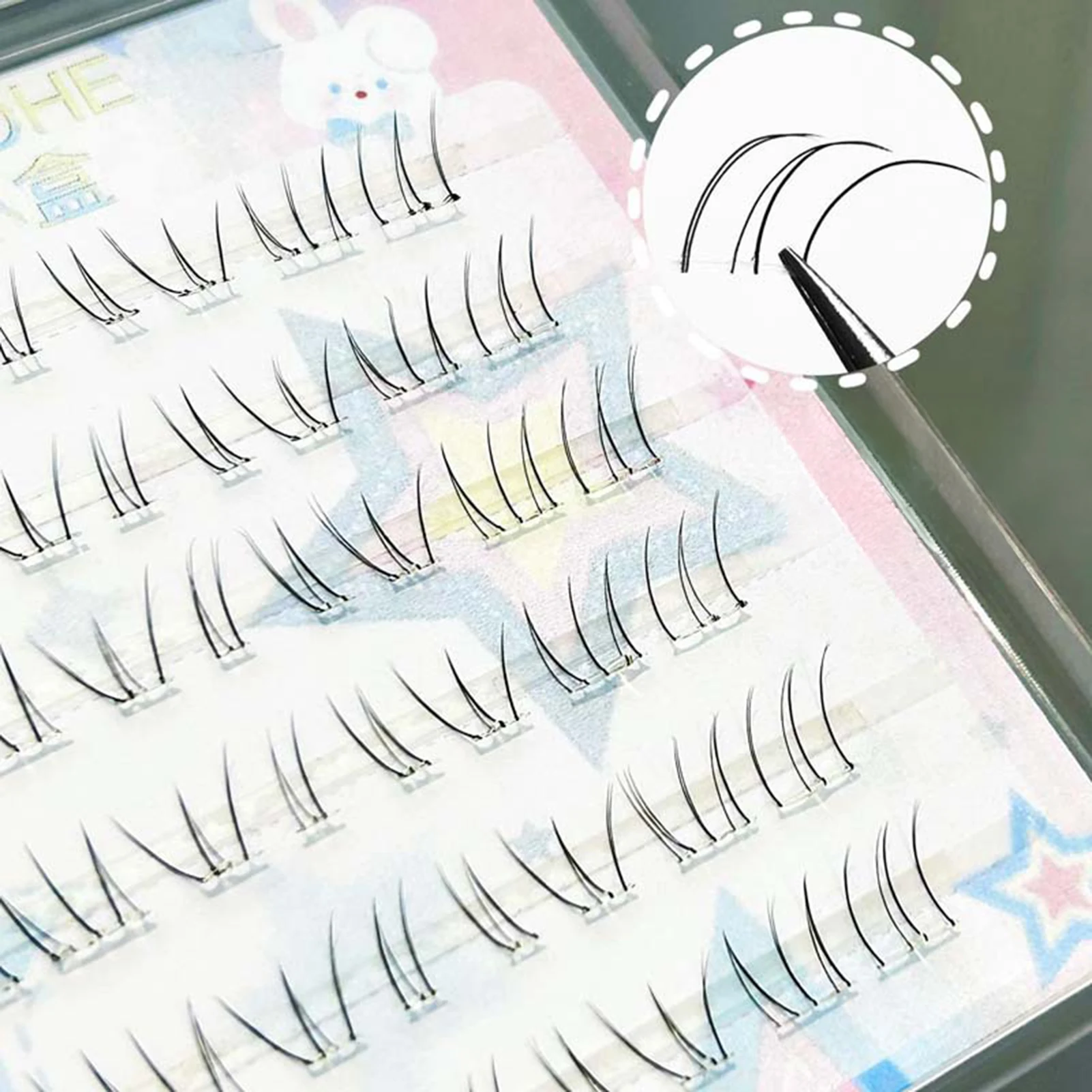 Natural Manga Lower False Eyelash Extensions 0.05mm Thin Individual Clusters Curl Natural Volume Fake Eyelashes Transparent Base