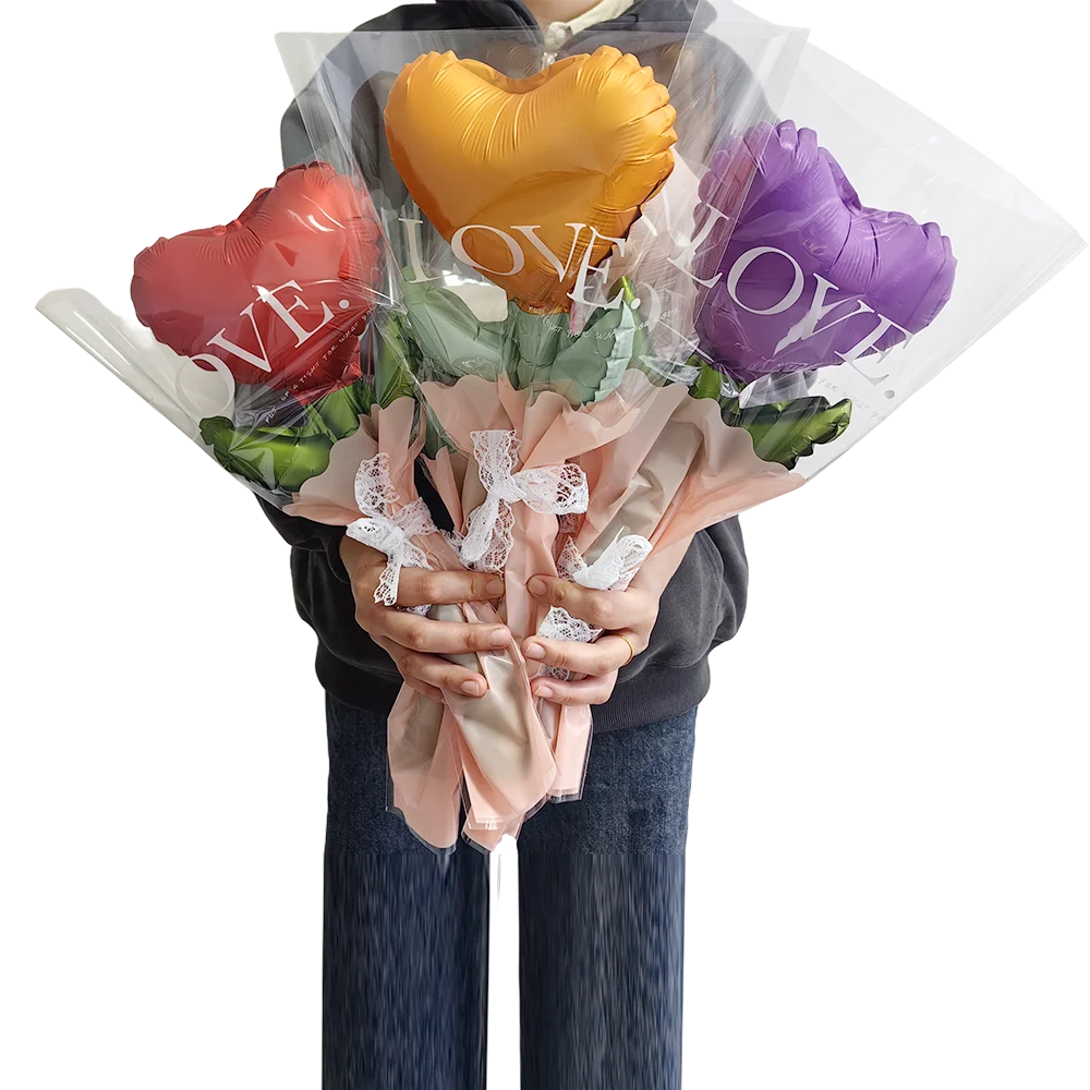 Mini Rose Balloon Heart Shaped Flower Balloon Wedding Anniversary Love Confession Valentine\'s Day Decoration Supplies Girls Gift