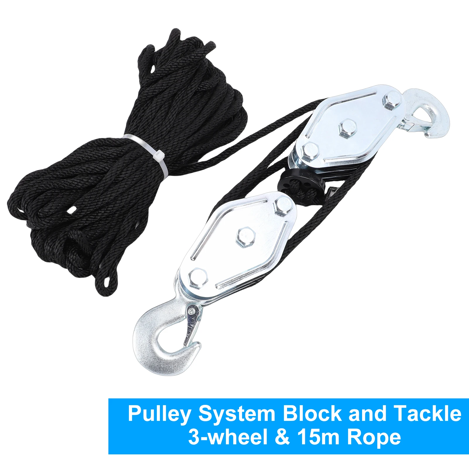 

Pulley System Block and Tackle Heavy Duty Zinc Alloy Hook Rotating 270 Degrees High Strength Rope Rust Resist Bearing Large Load