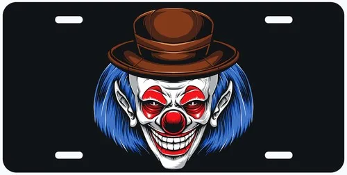 Blue Hair Clown Novelty Car License Plate Aluminum