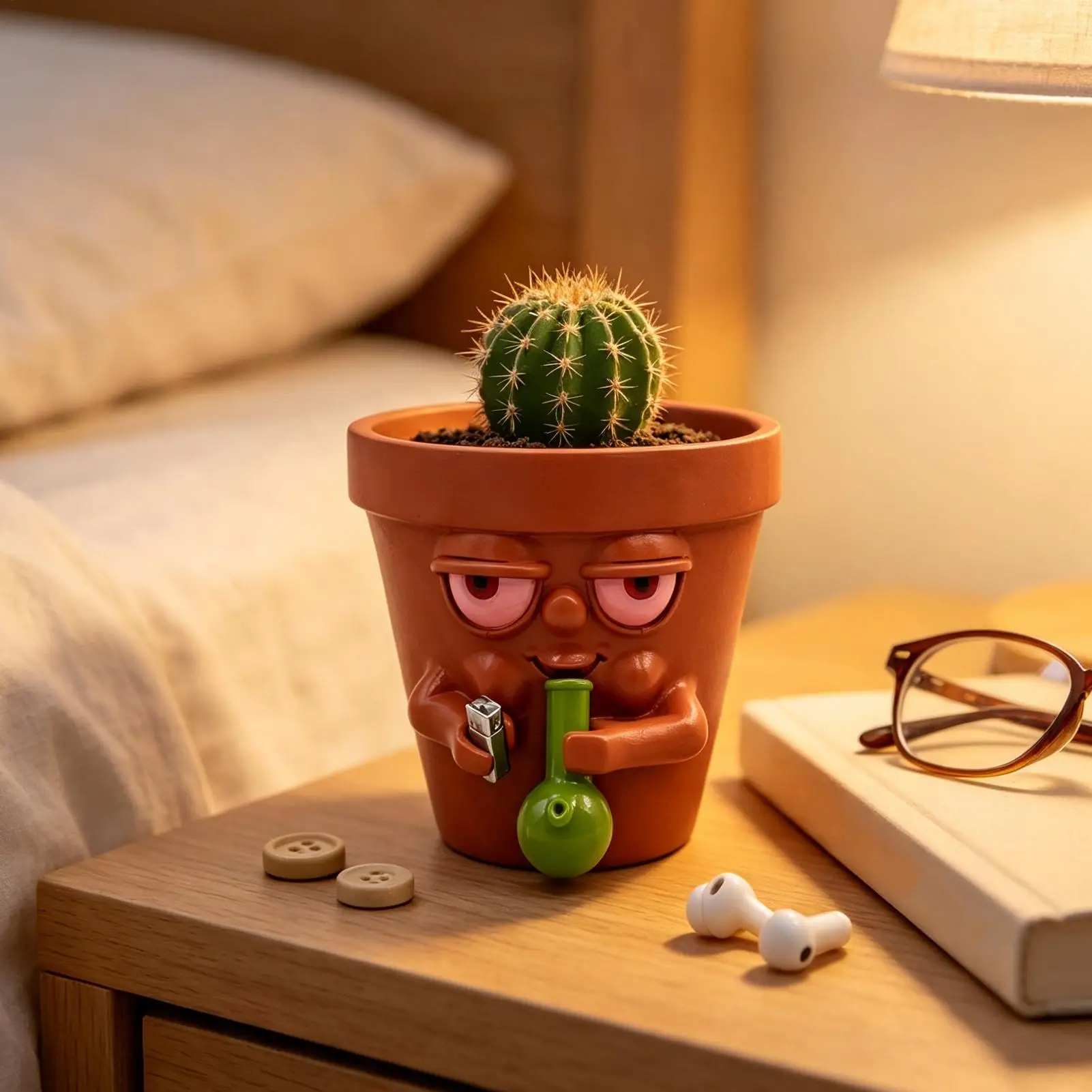 Resin Planter Cute Funny Small Cactus Balcony Flower Pot Plant Holder for Porch Patio Backyard Garden Indoor Outdoor