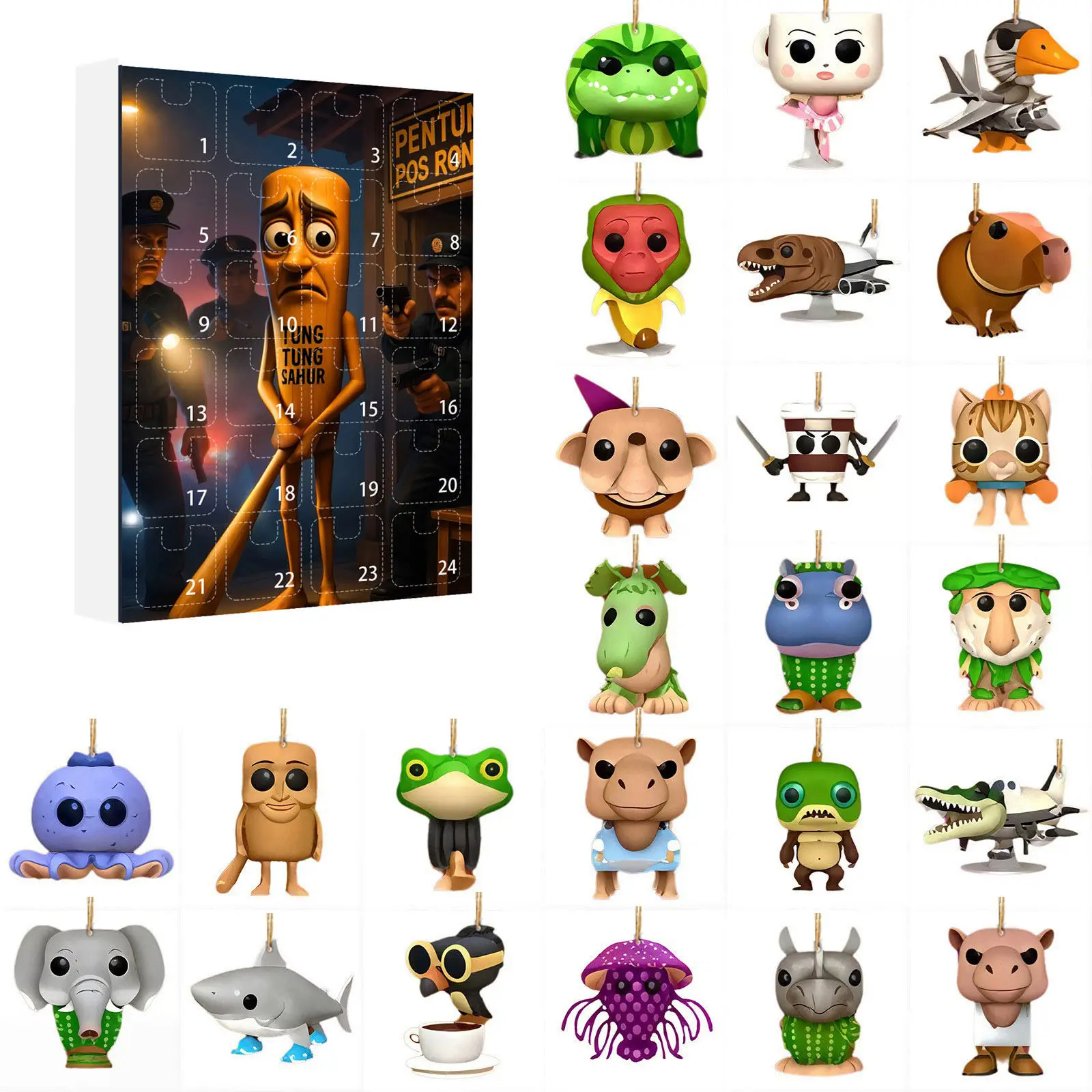 Tung Sahur Acryl Stok Figuur Model Blind Dozen Blind Bag Tekens Desktop Decor Collectie Grappige Pop Speelgoed Countdown BOX