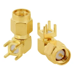 1pc  SMA Male Plug RF Coax Connector PCB Mount Right Angle 90-Degree Goldplated Wholesale Solder Terminal