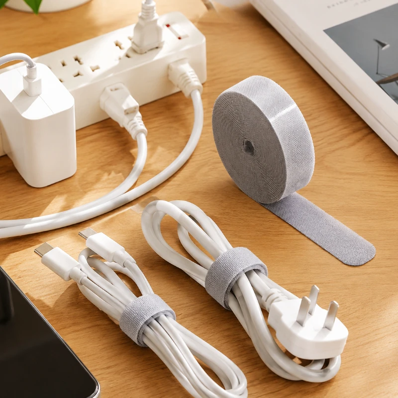 5M Cable Management Tape Reusable Hook and Loop Fastener Cord Organizer Strap Cable Tidying Fixing Tool for USB Cable Wire