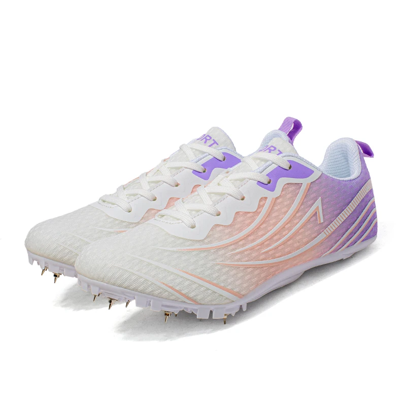 Women Teenagers Track and Field Spikes Shoes Professional Sprint Racing Running Sneakers Lightweight Breathable Mesh Track Cleat