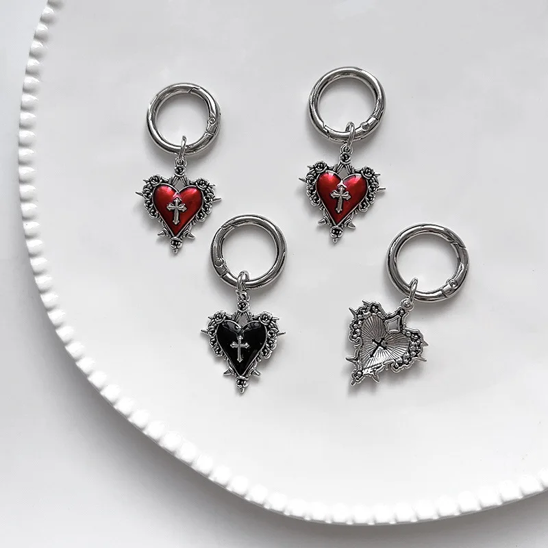 2pcs Rose Cross Buckle Boots Pendants Dripping Heart Removable Gothic Style Metal Shoe Accessories Women Party Diy Jewelry Decor