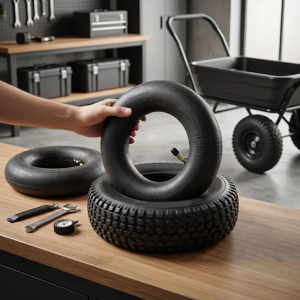 2 Pcs Practical 4 Ply Inner Tube Black Rubber Rubber Inner Tube Quick Installation Thickened Thickened Inner Tube Tractor Tires