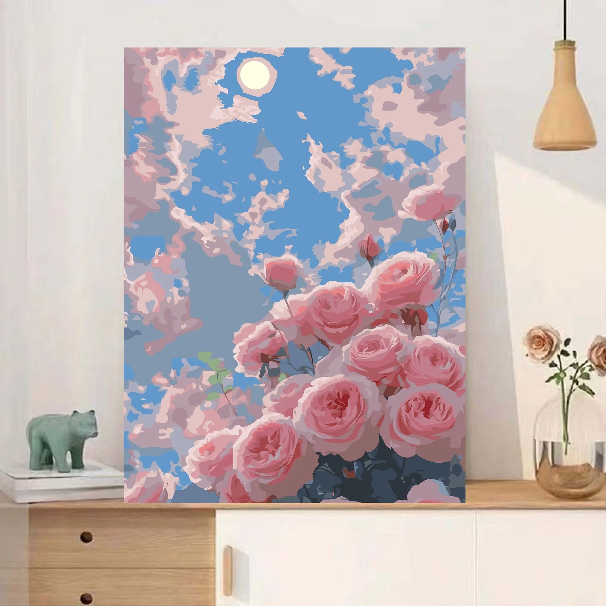 

A-0077 Desert Canyon Sunset Oil Painting, Warm Color Palette, Modern Home Decor