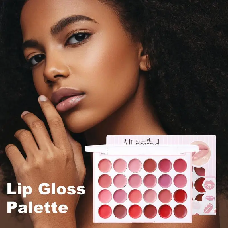 Lip Gloss Palette Matte Lip Color Long-lasting Lipgloss for Outdoor Travel 24-color Portable Moisturizing Lipstick Plate