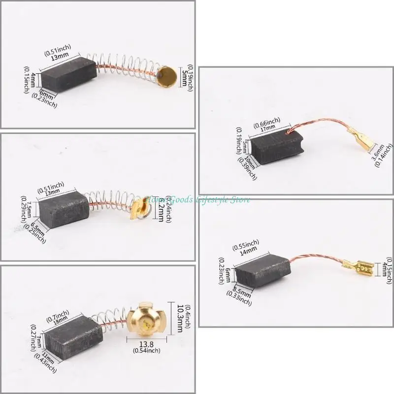E74E 4Pcs/set Motor Carbon Brush Set Replacement Parts Angles Grinder Carbon Brush Cutting Polishing Machine Power Tool