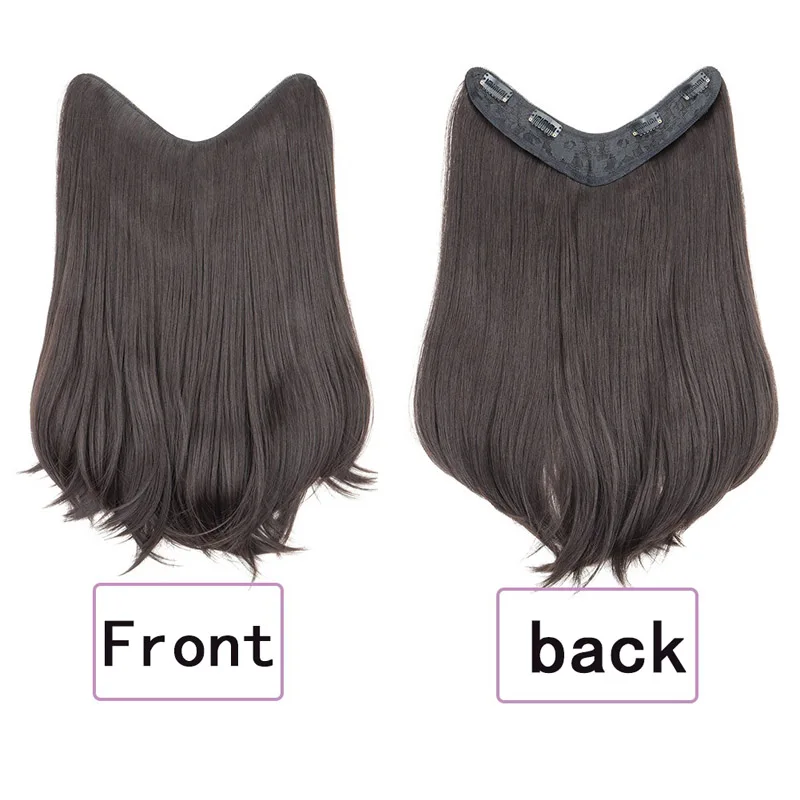 H&STAR 18Inch  Synthetic V Long Curly Inner Buckle Hair Extension Black Brown Hairpiece Wig for Women