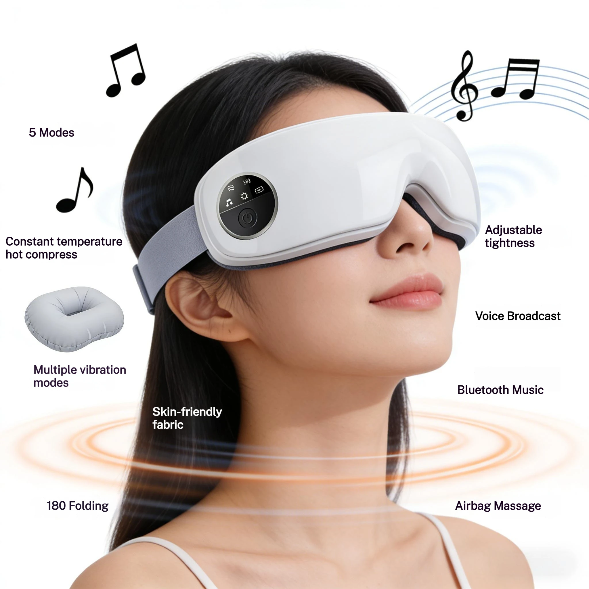 UURMI New Upgraded Eye Massager 40℃ Heat, 5 Modes, Bluetooth Music & Foldable Design