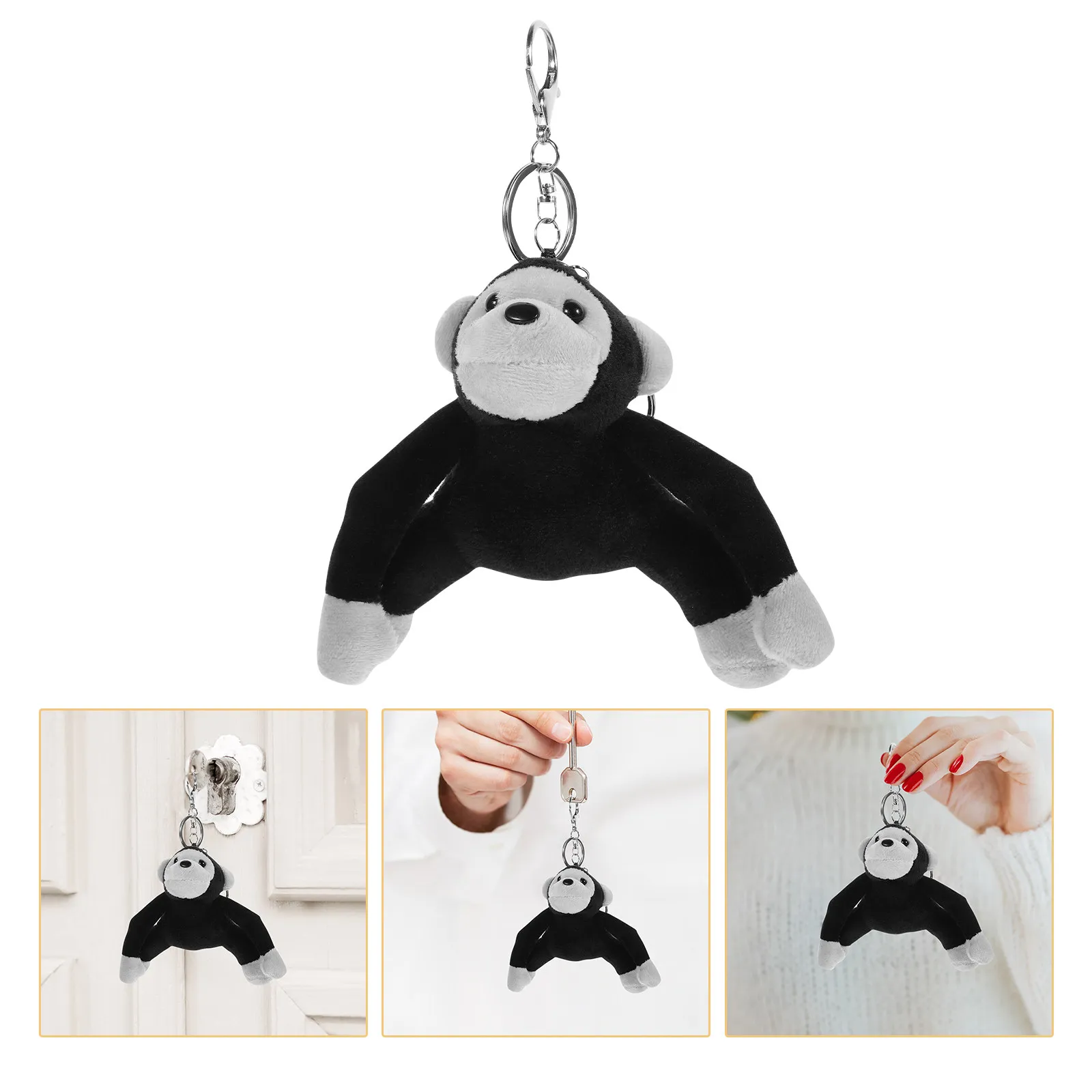 Gorilla Stuffed Animal Keychain Soft Material Cute Keychain for Bag Backpack Car Decorative Key Ornament Animal Keychains