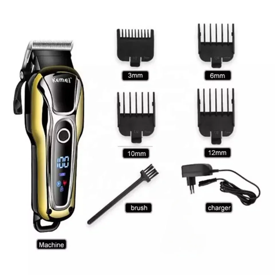 Kemei KM-1990 atualizado LCD digital de alta potência máquina de cortar cabelo elétrica push clipper