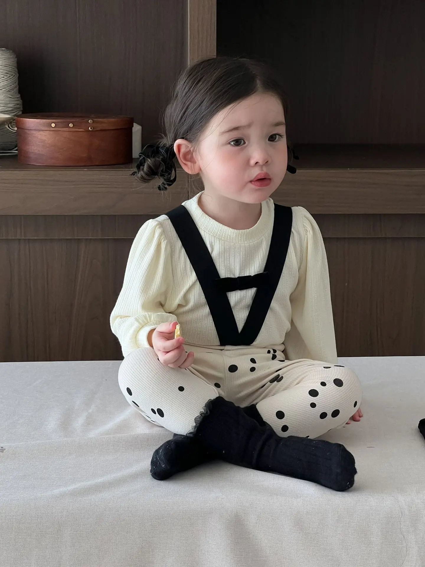 2024 Autumn New Baby Girl Cute Dot Print Leggings Infant Cotton Overalls Toddler Girl Strap Leggings Baby Clothes Outfits