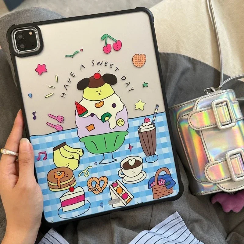 Cute Dinosaur Sticker Acrylic Protective iPad Case Cover for iPad Mini 6 Air 4 5 iPad Pro 2020 2021 2022