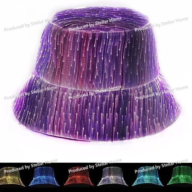 New Cool Luminous Bucket Hat Fashion Technology Sense Fiber Optic Flash Cap Outdoor Trend Luminous Cap