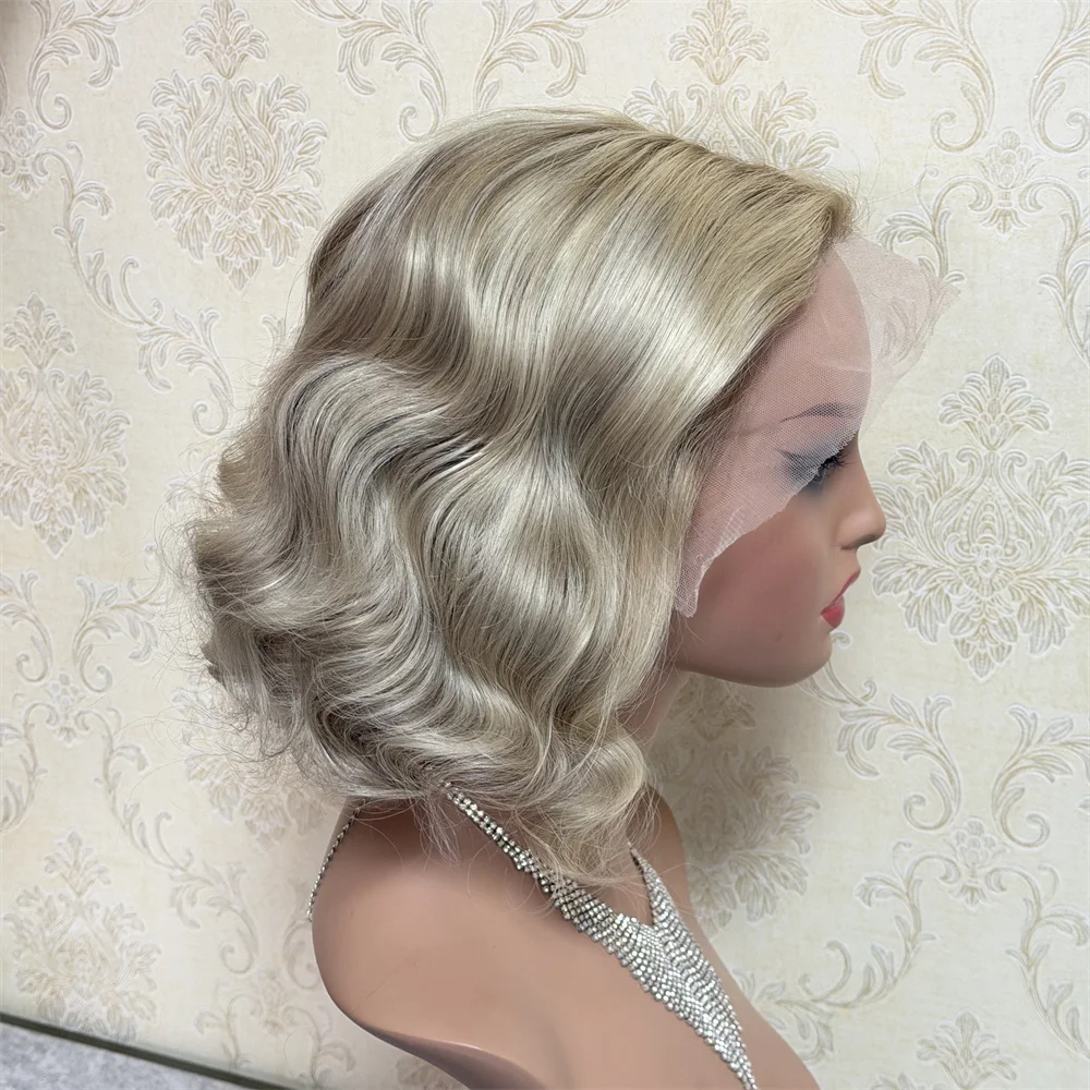 

10" Short Wigs Warm Blonde Ombre Lace Front Wig Natural Roots 13x6 HD Transparent Lace Frontal Wig Colored Human Hair Bob Wigs